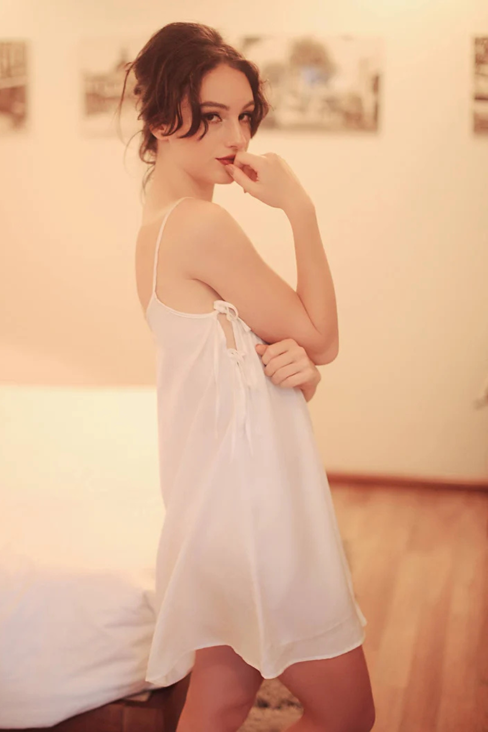 Mini Silk Slip Dress with Tie