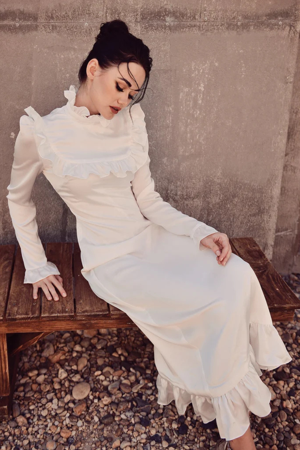 Silk Dress White - Long Sleeve - Silk Dress Women - Long Silk Dress