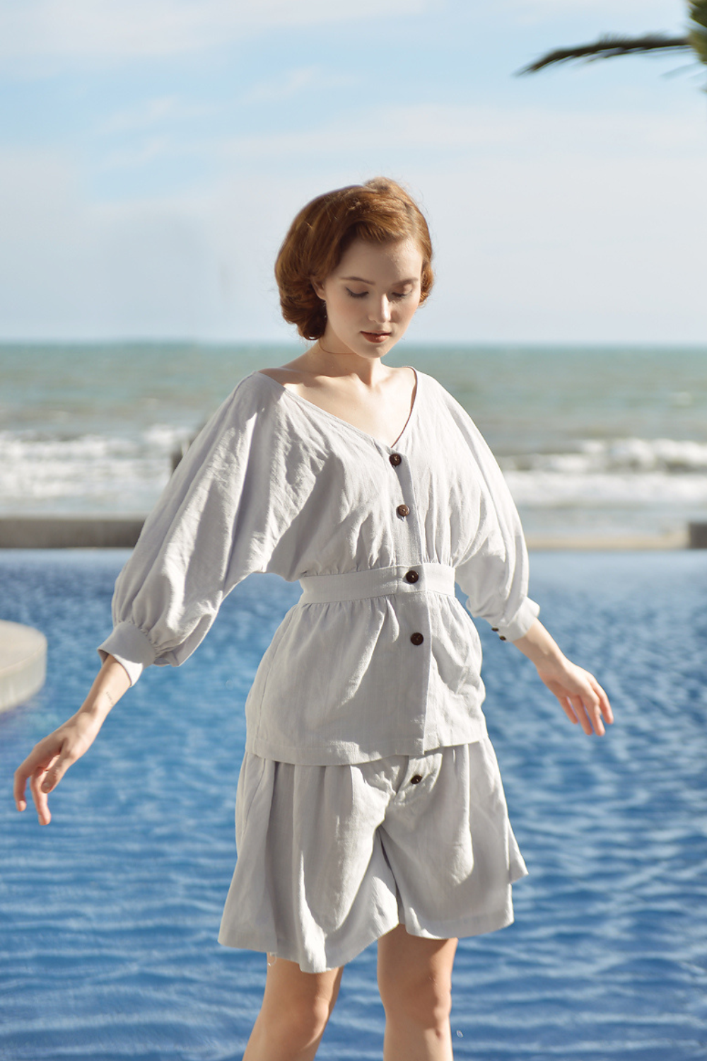 High Waisted Organic Cotton Linen Shorts