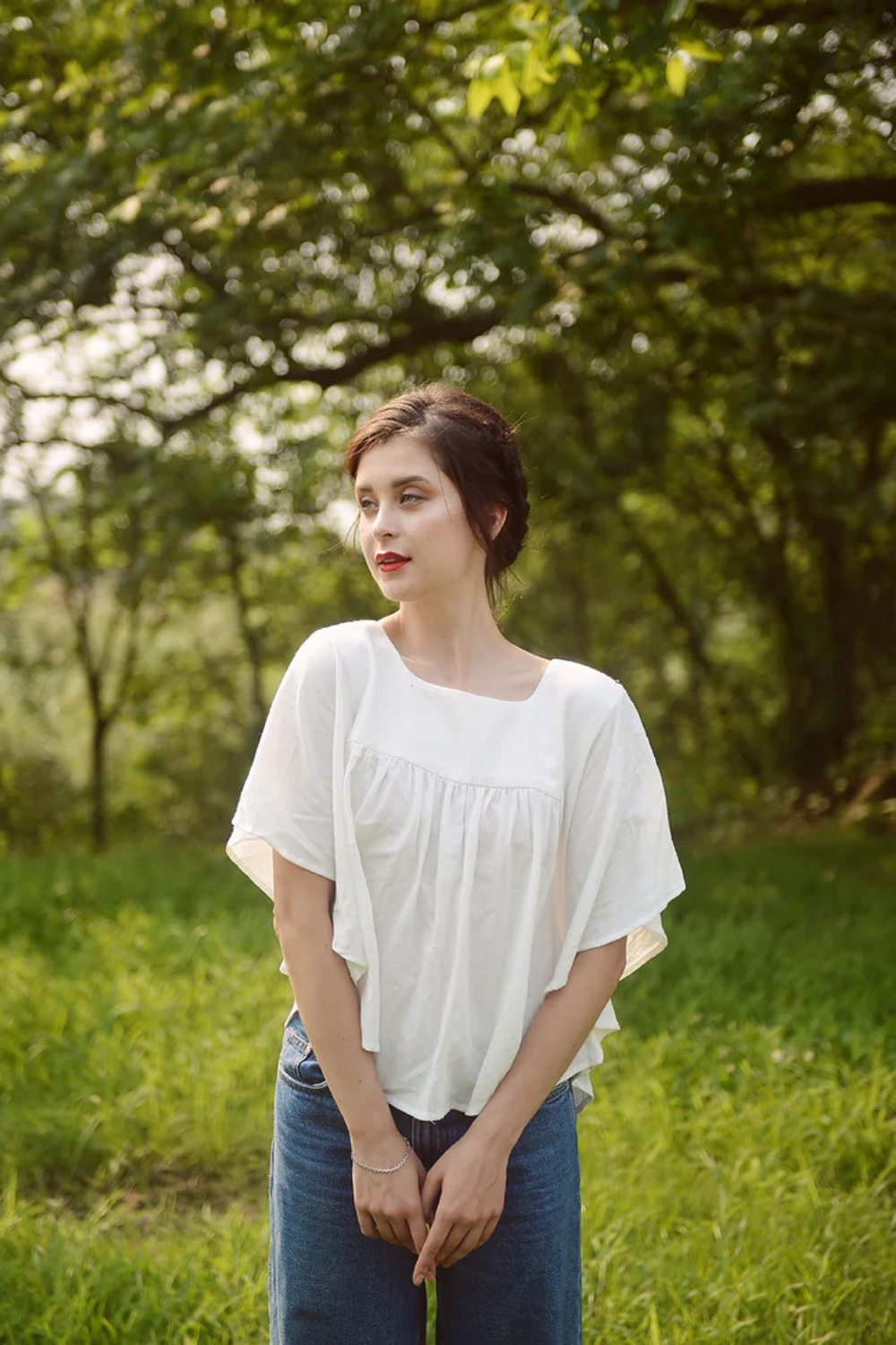Linen Babydoll Top with Sleeves
