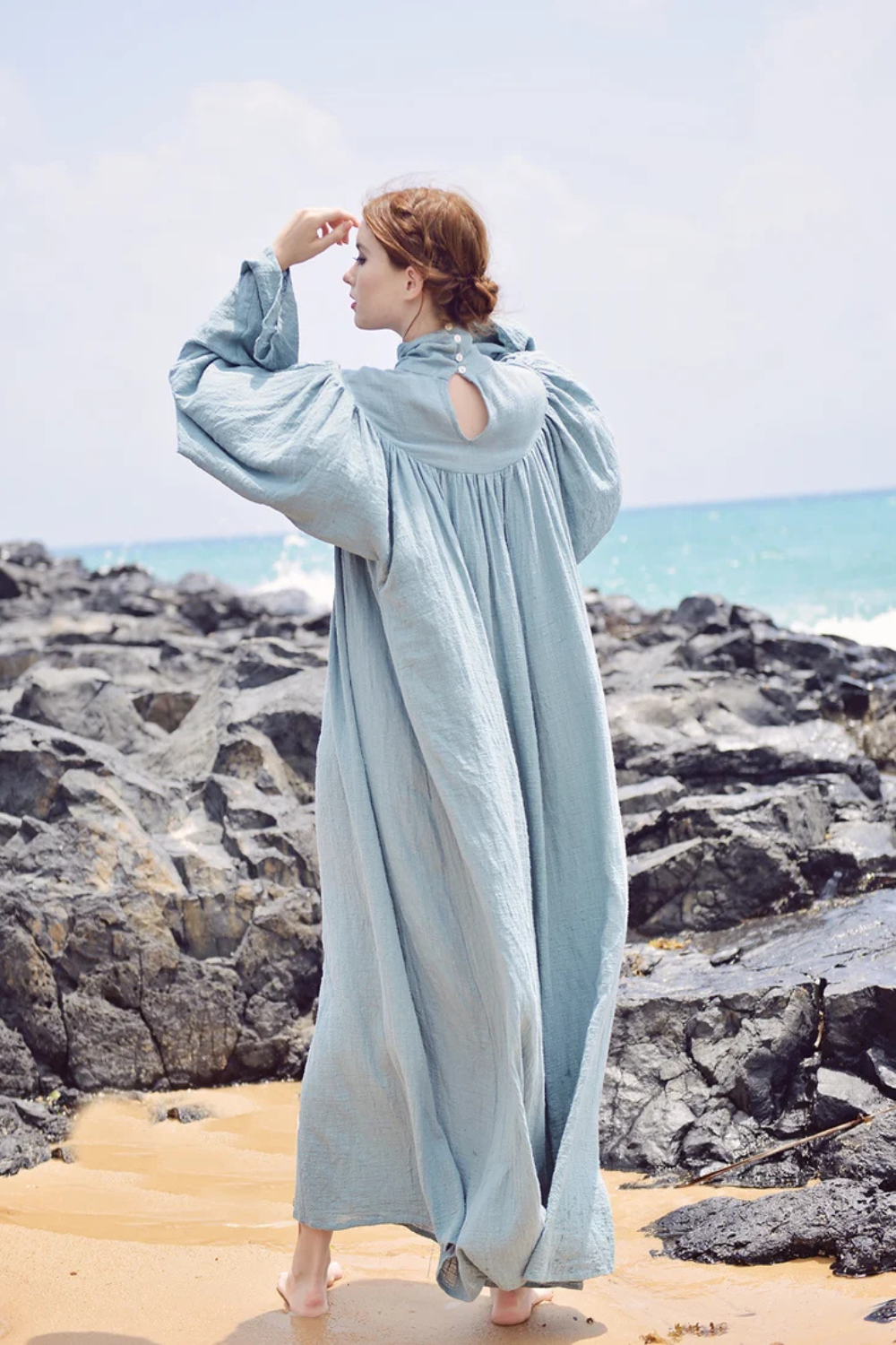 Beatrice Edwardian Linen Gauze Kaftan Dress