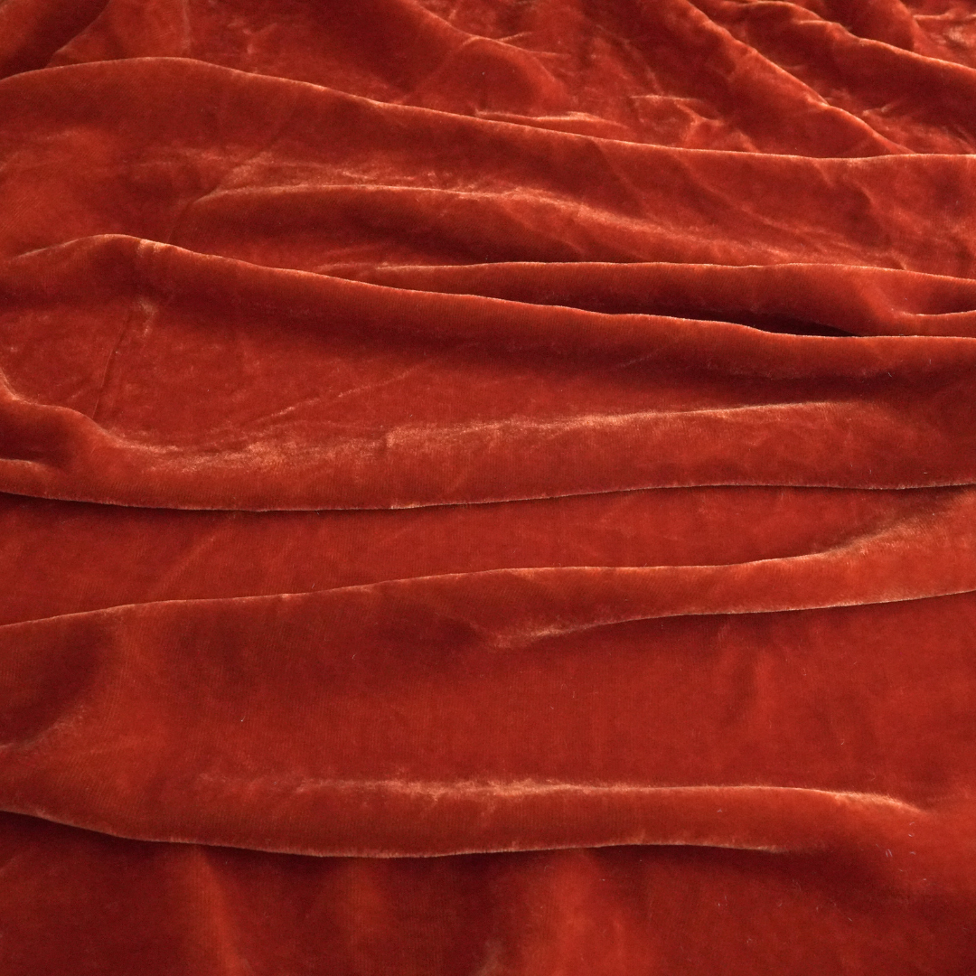 Silk Velvet by the yard in Coral