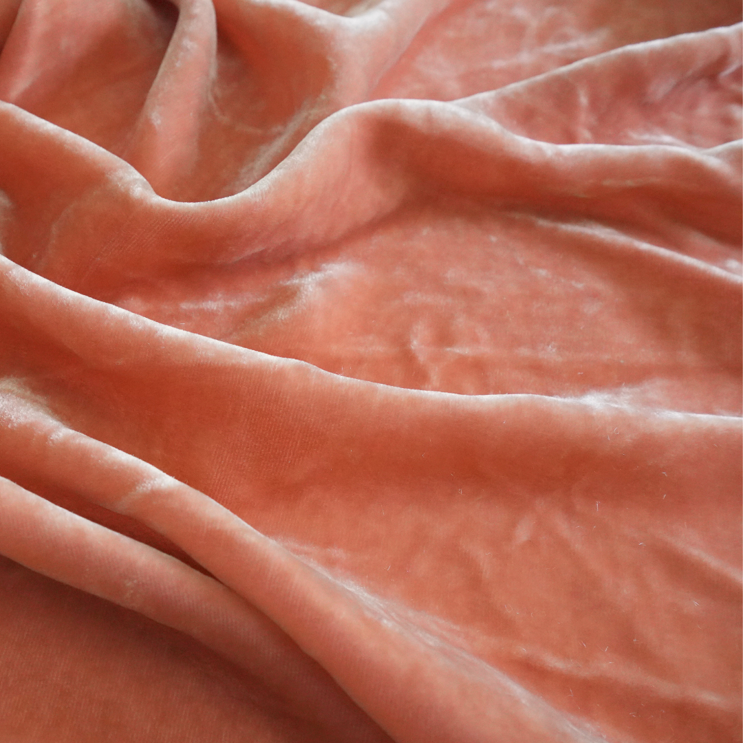 Silk Velvet by the yard in Salmon