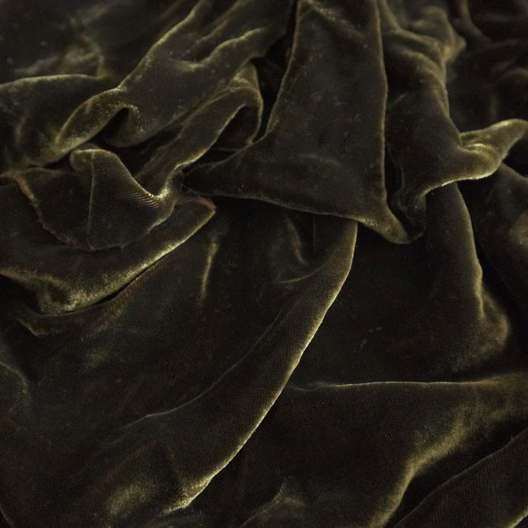 Silk Velvet by the yard in Dark Olive