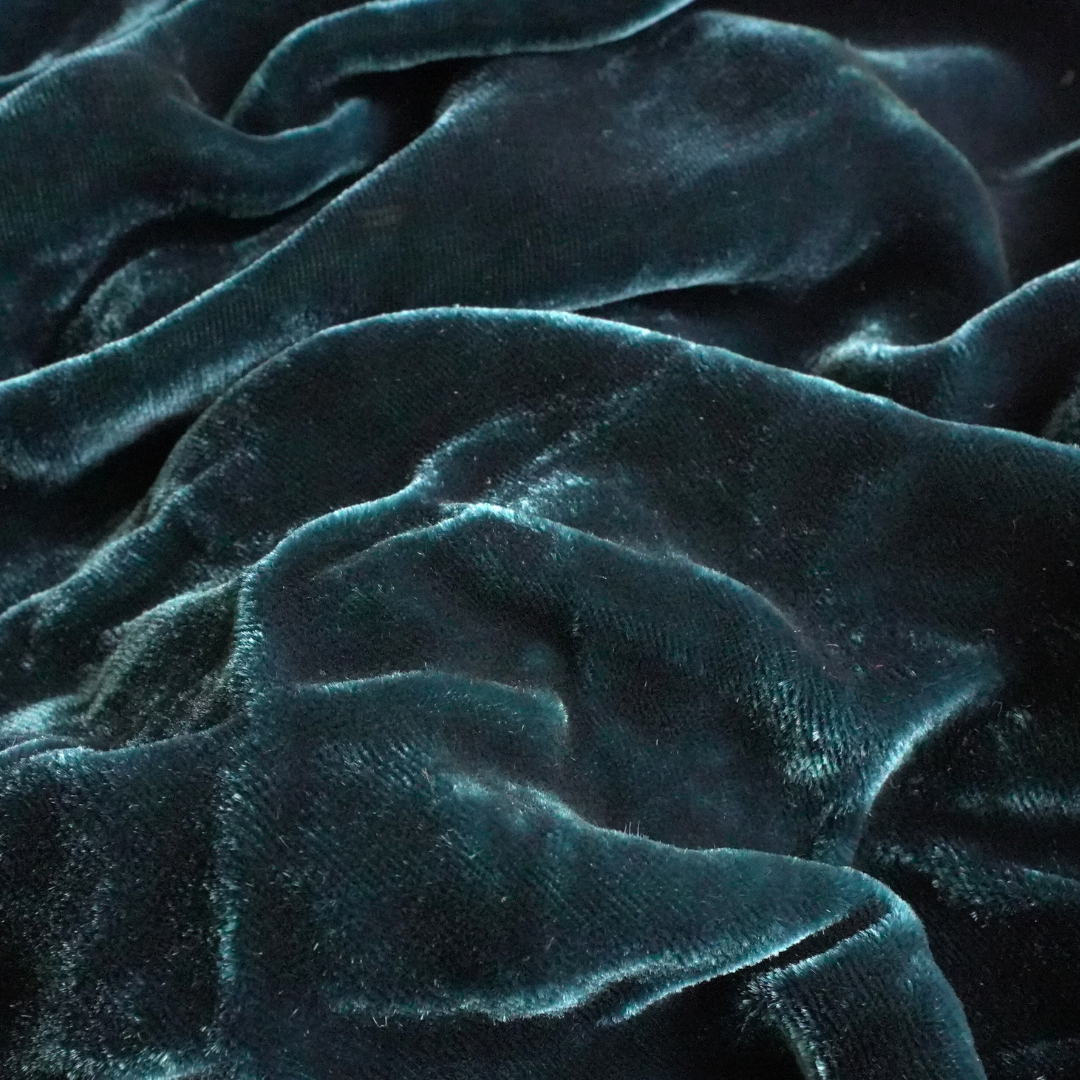 Silk Velvet by the yard in Peacock