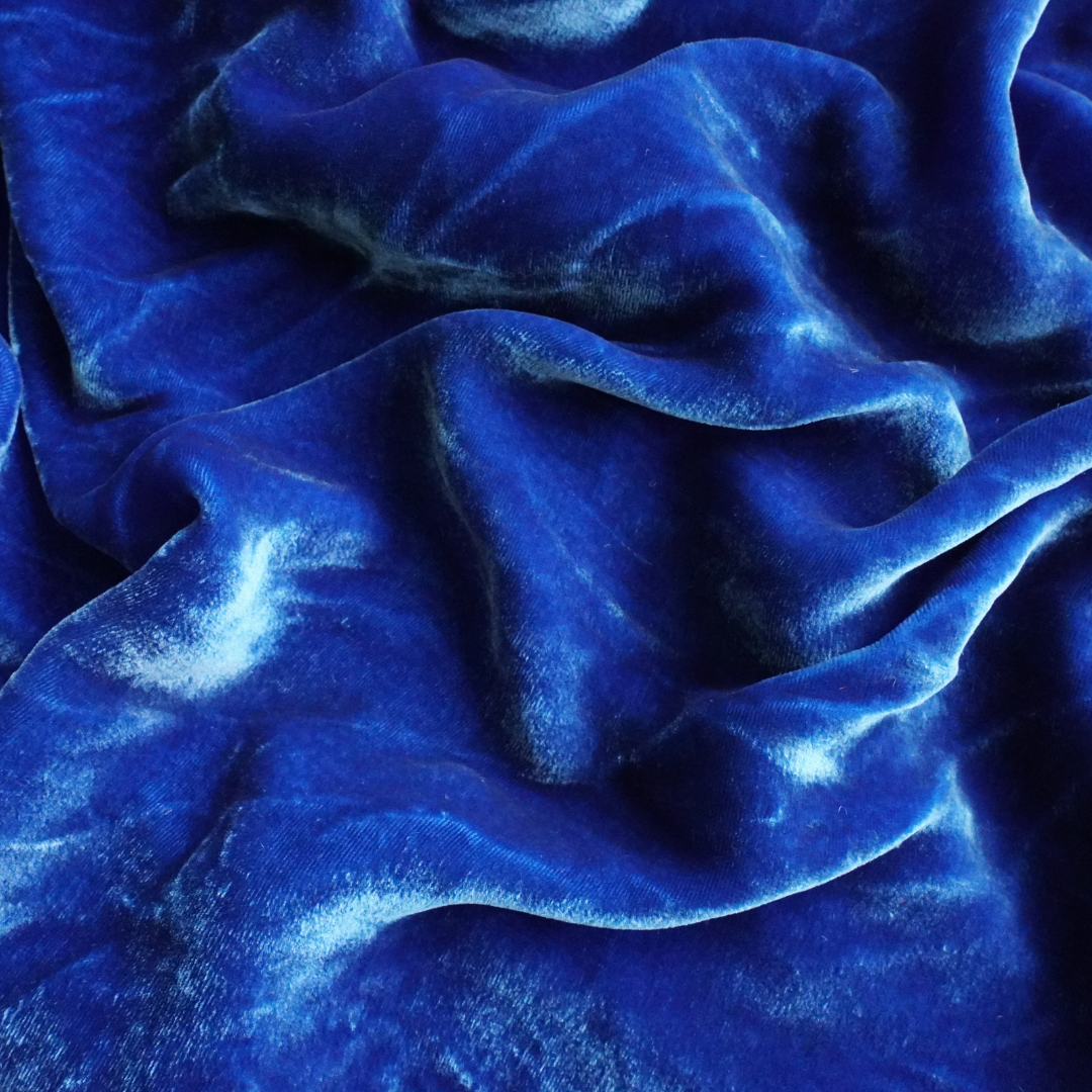 Silk Velvet by the yard in Azure Blue