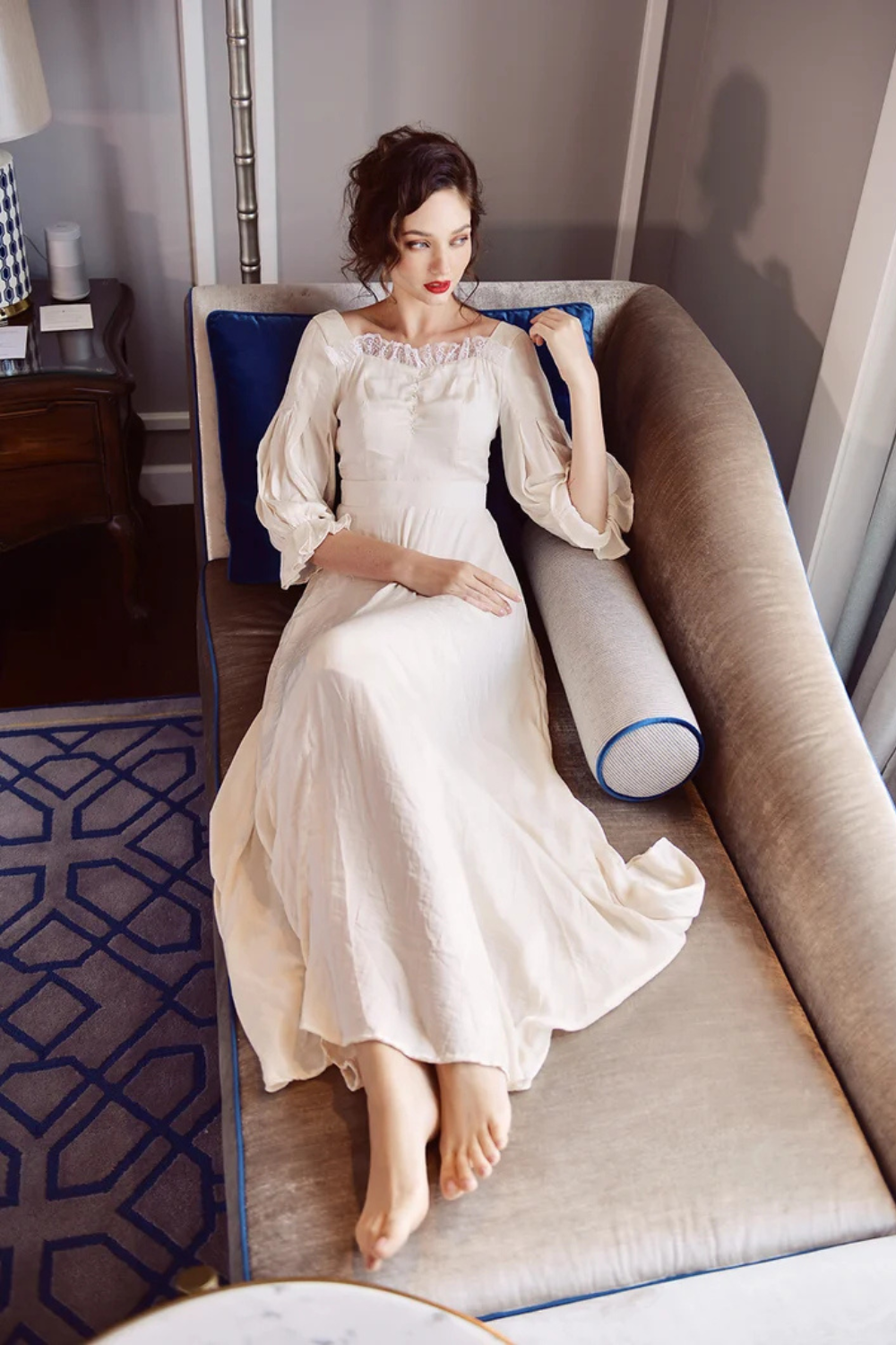 Silk Dress Beige - Silk Nightgown Women - Silk Dress Long