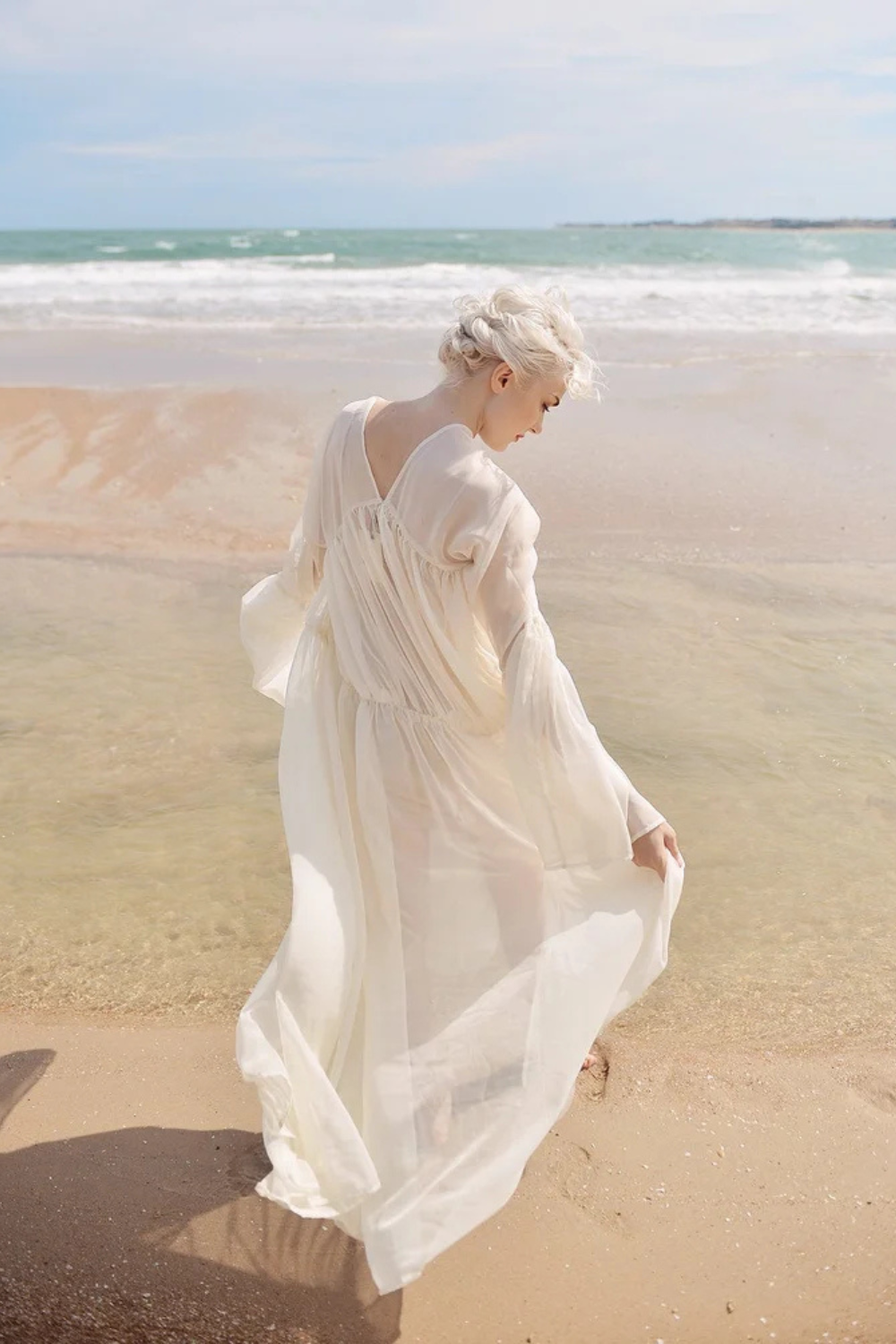 Maternity Sheer Gown - Silk Peignoir - Sheer Robe for Women - Sheer Silk Robe