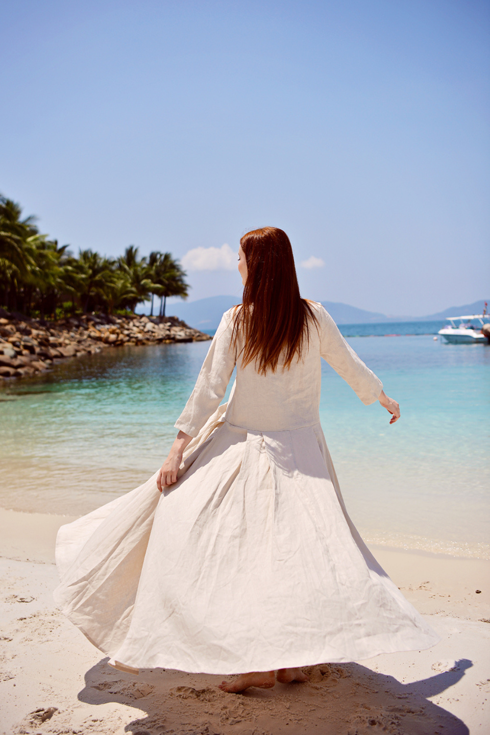 Linen Maxi Dress with Sleeves
