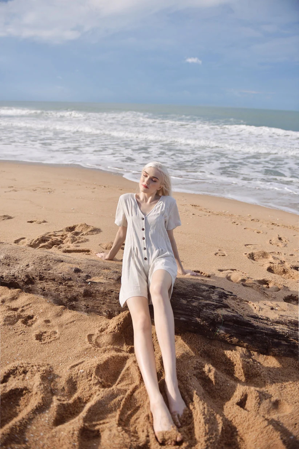 Linen Women Romper - Linen Jumpsuit for Women - Short Linen Jumper - Organic Cotton Romper