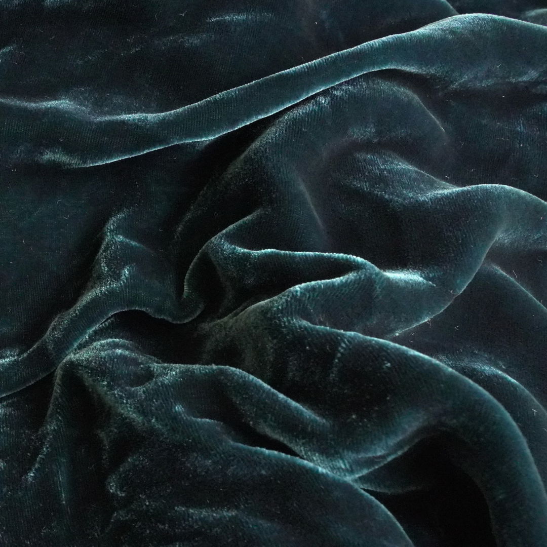 Silk Velvet by the yard in Peacock