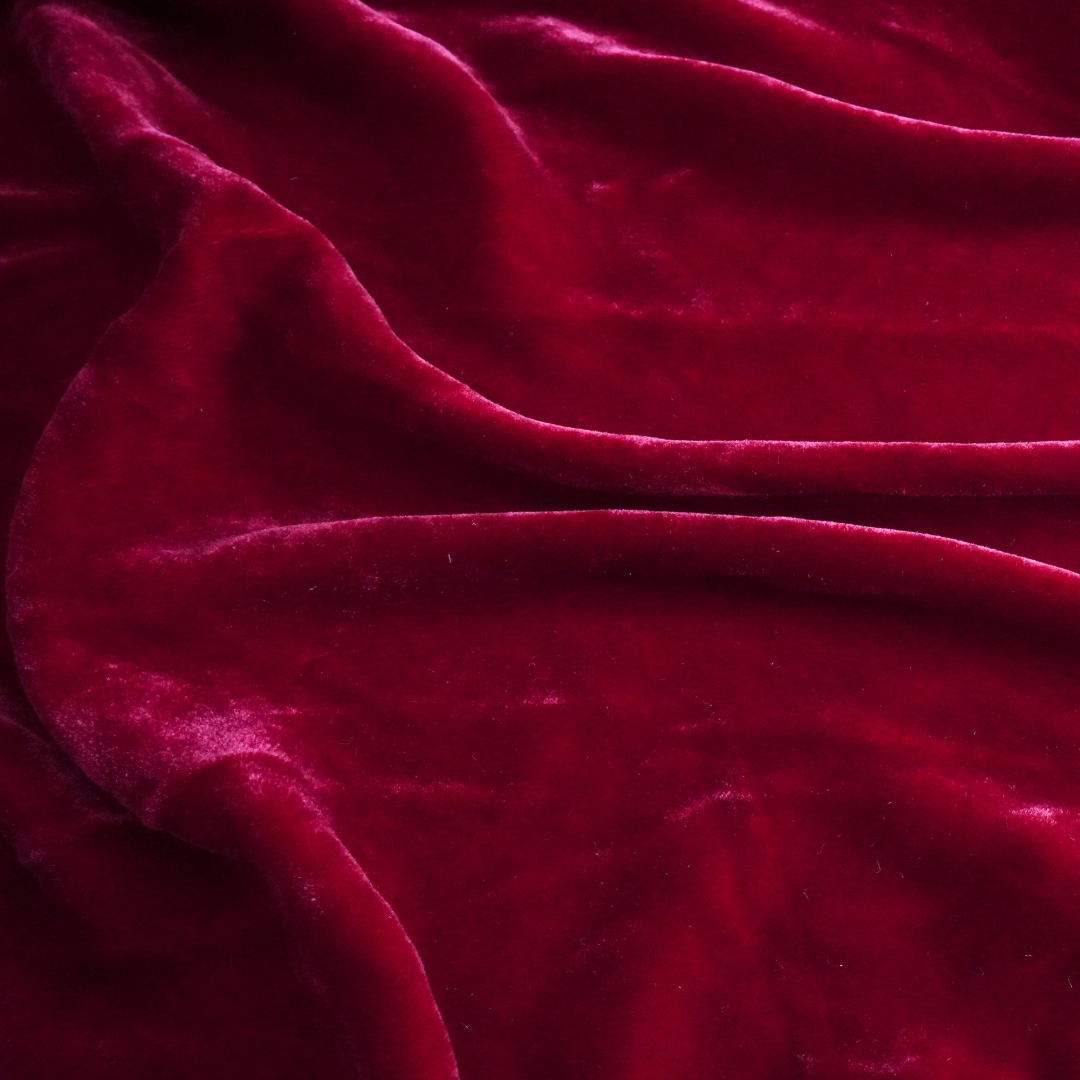 Silk Velvet by the yard in Burgundy
