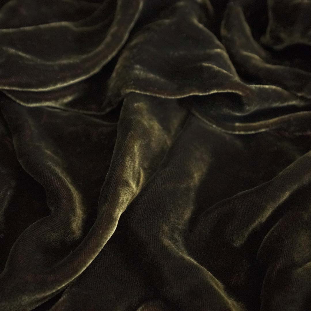 Silk Velvet by the yard in Dark Olive