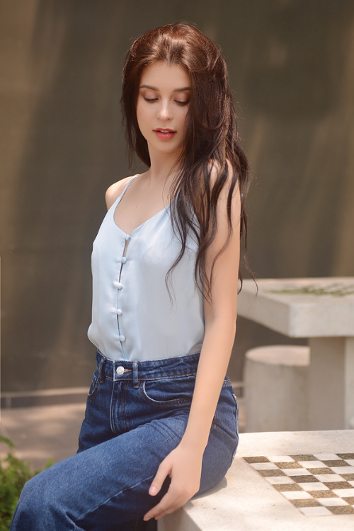 SKY Button Silk Camisole