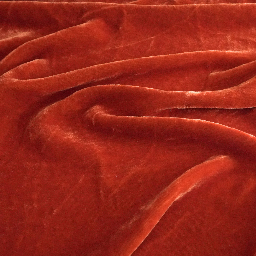 Silk Velvet by the yard in Coral