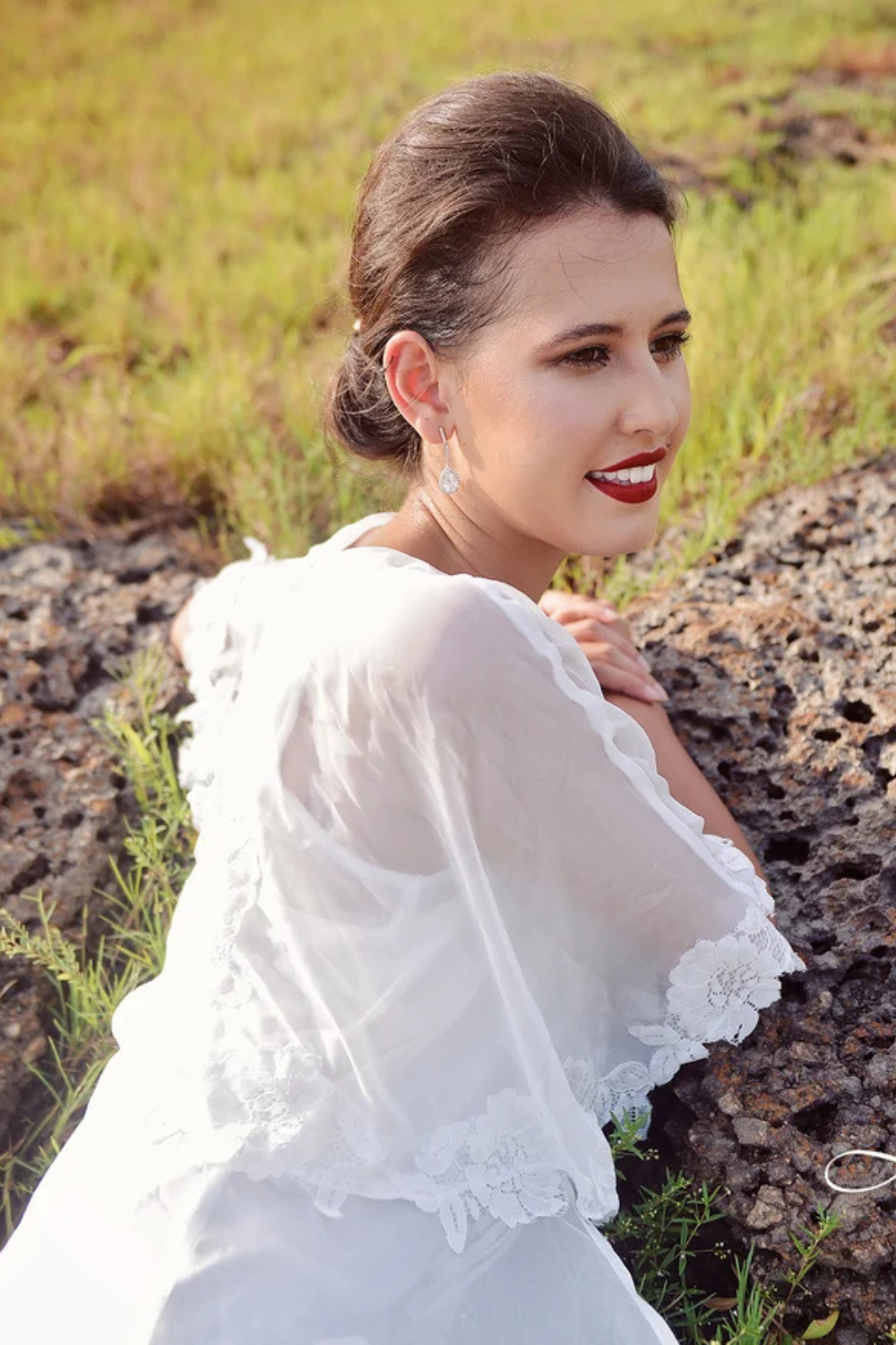White Sheer Lace Robe - Bridal White Robe - Ivory Sheer Robe