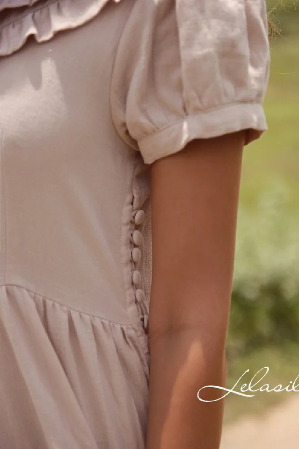 Long Cotton Dress - with Ruffles Collar - Organic Cotton Dress - Dress For Women - Natural Fabric
