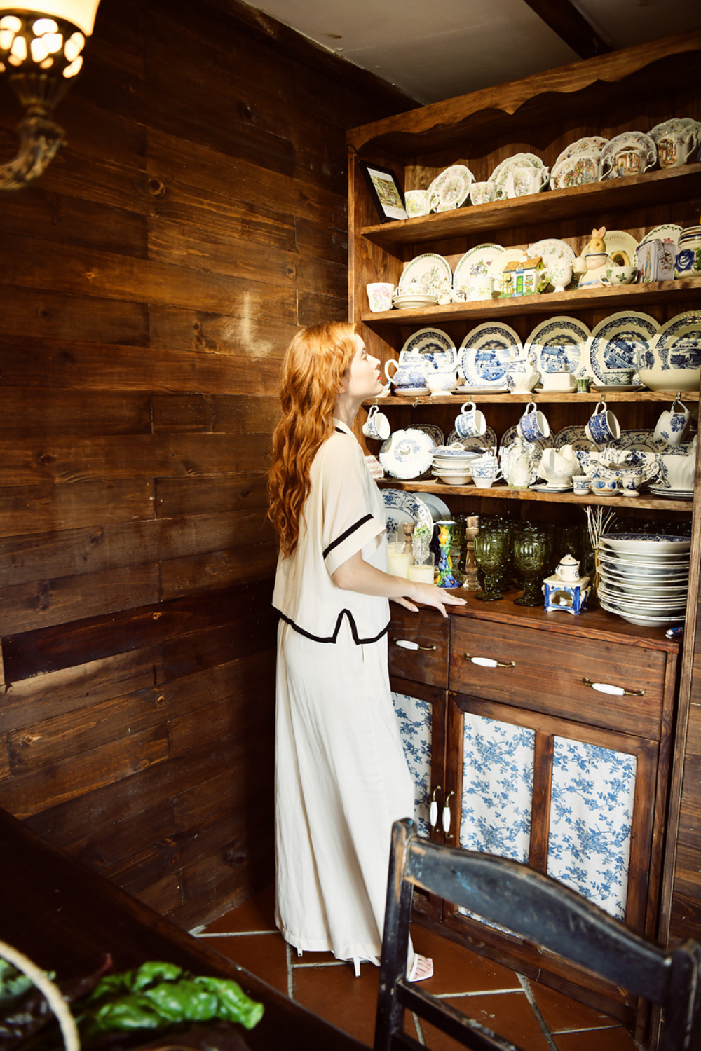 Silk Pajama Set Contrast Piping
