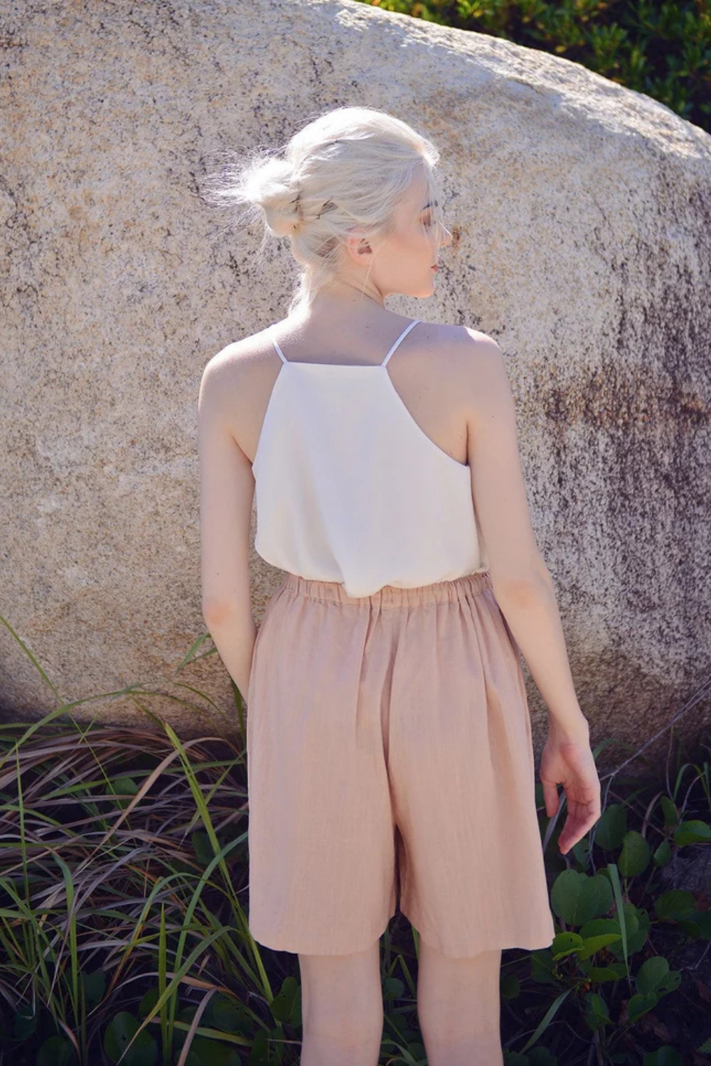 Women Linen Shorts - High-wasted Shorts - Summer Shorts with Pockets - Organic Cotton Shorts