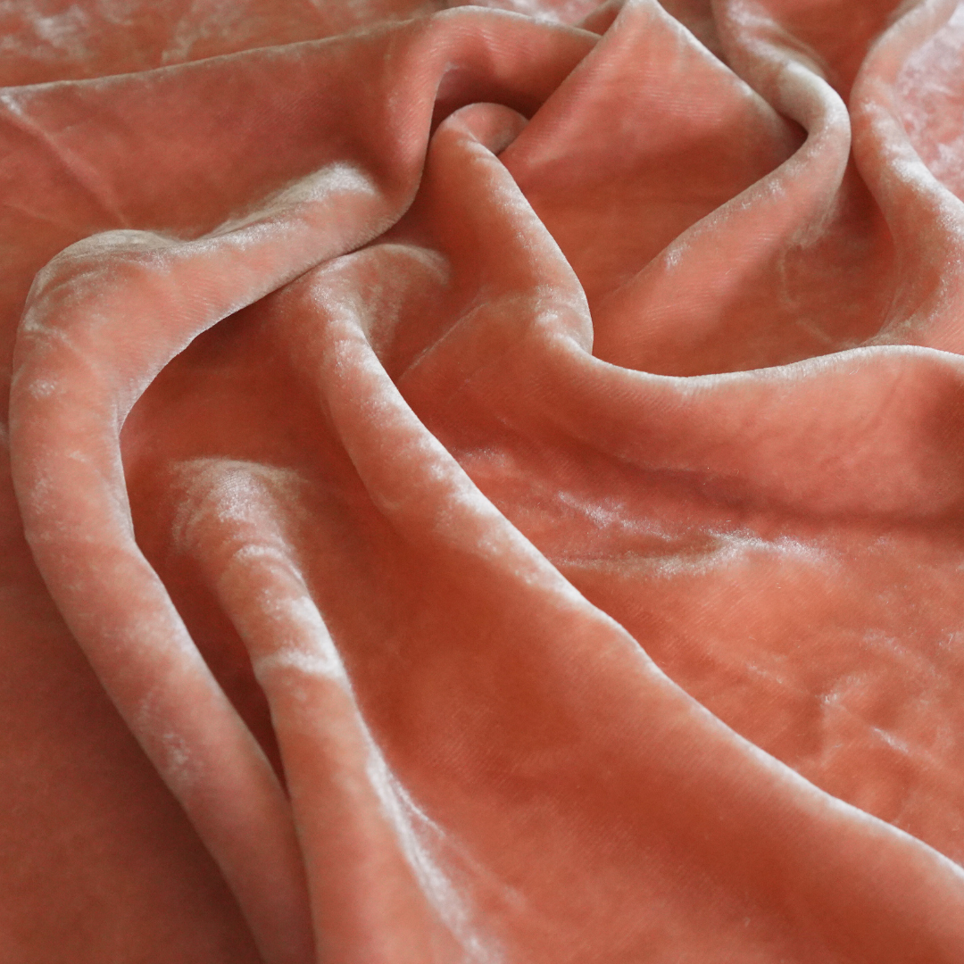 Silk Velvet by the yard in Salmon
