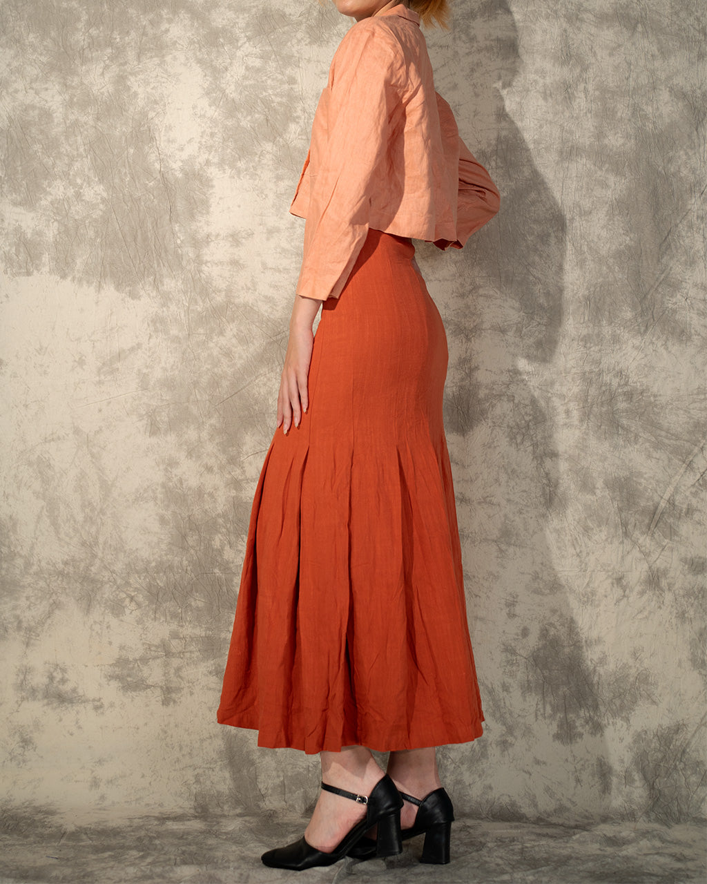 Long Sleeve Linen Shirts- Coral- Like New- Worn Once For Photoshoot