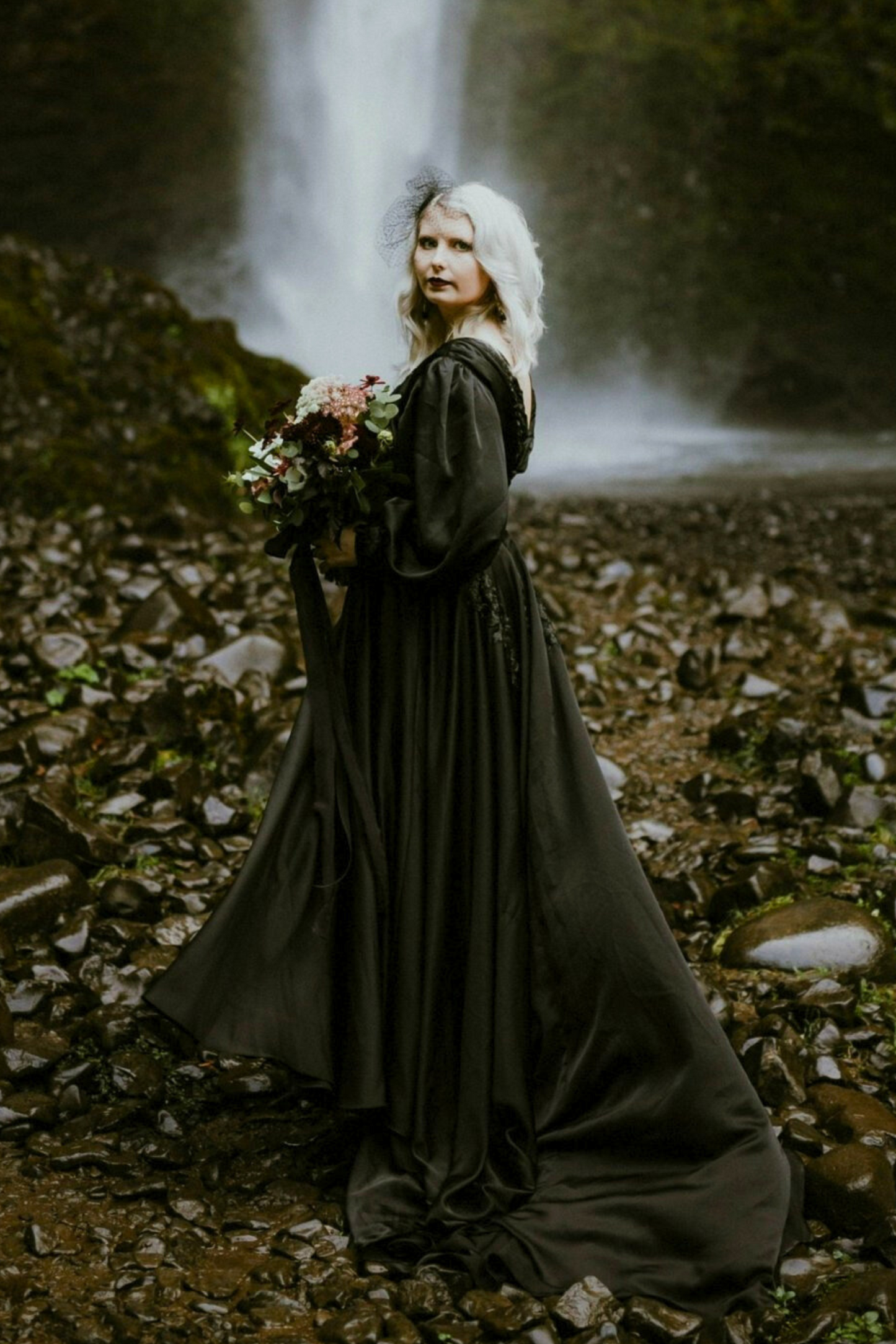 ANNALIESE Embellished Lace Black Wedding Dress