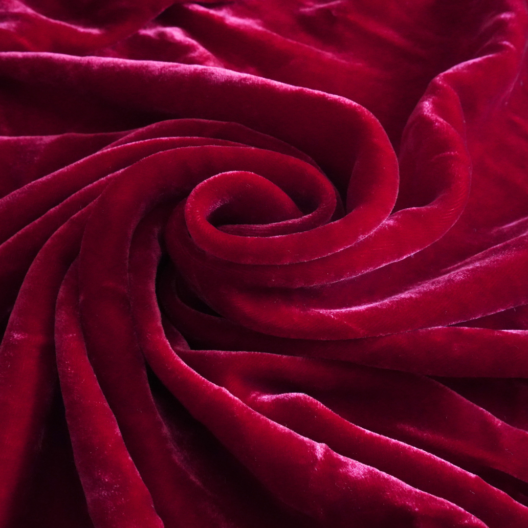 Silk Velvet by the yard in Burgundy