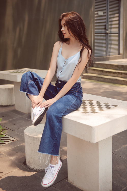 SKY Button Silk Camisole