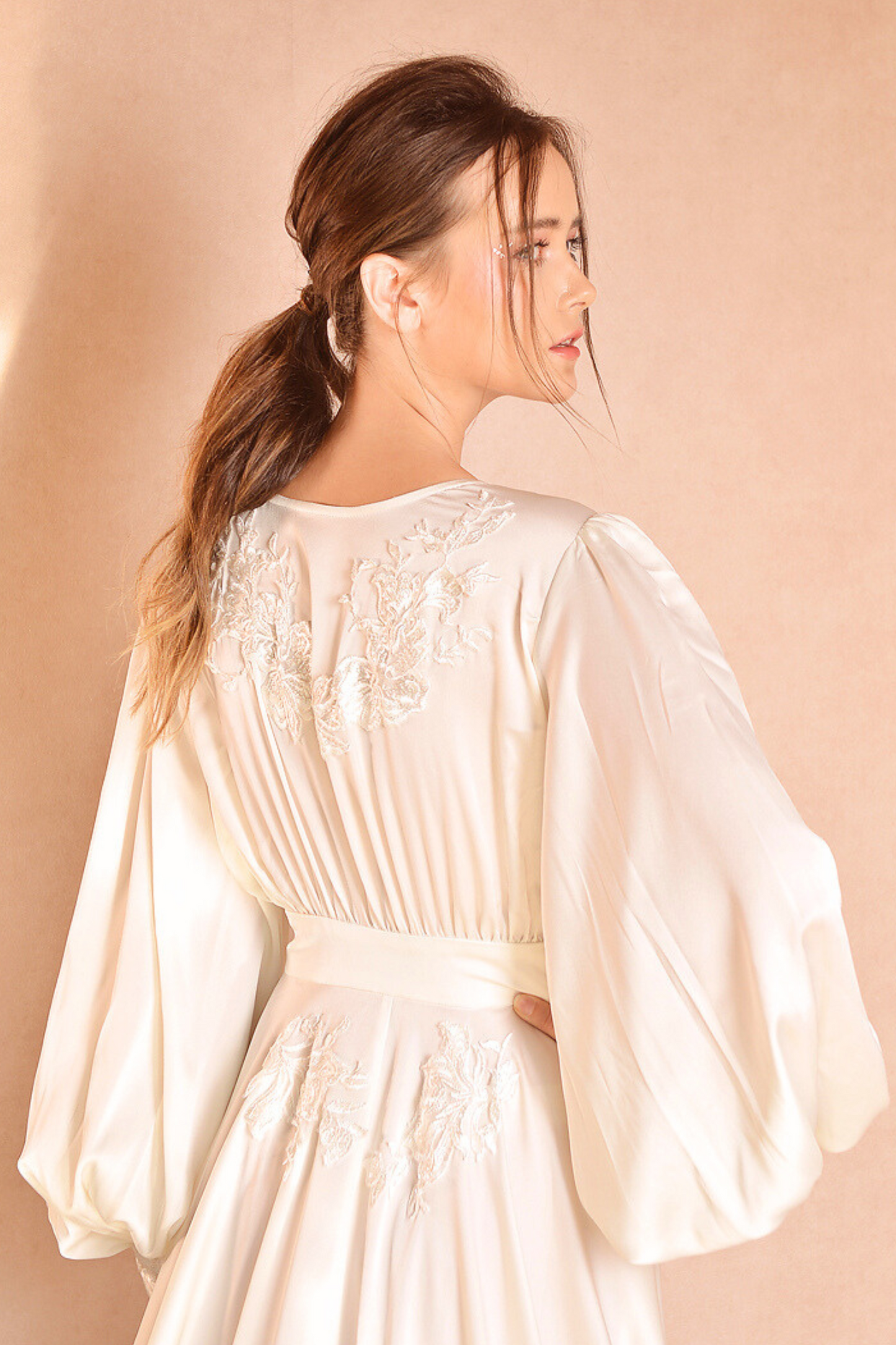 ANASTASIA Vintage Embroidered Silk Wedding Gown