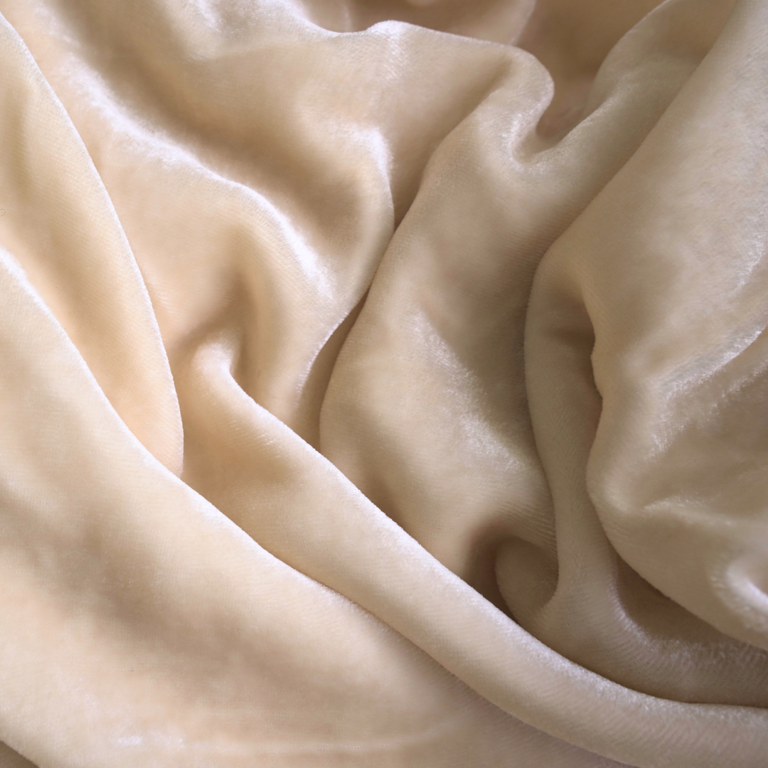 Silk Velvet by the yard in Ivory