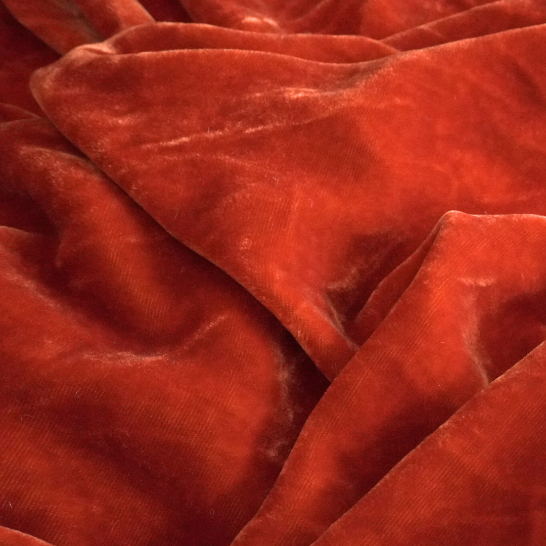 Silk Velvet by the yard in Coral