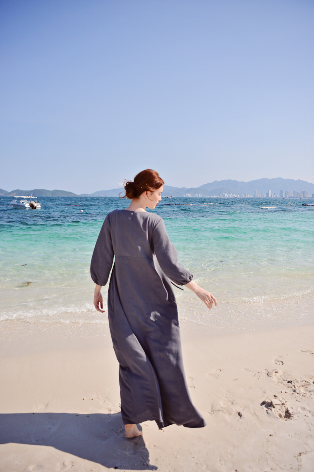 Organic Cotton Linen Wrap Maxi Dress