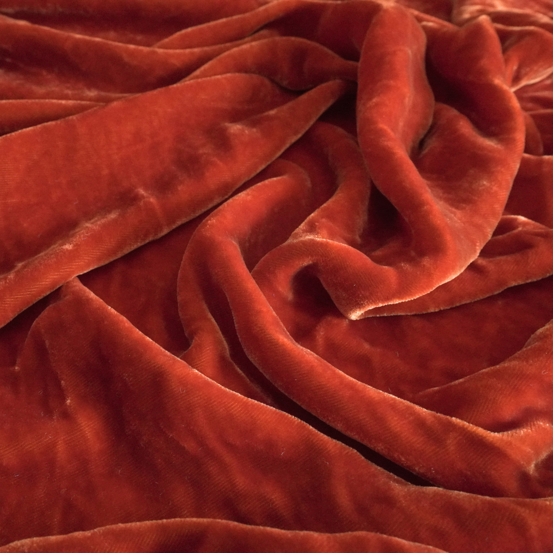 Silk Velvet by the yard in Coral