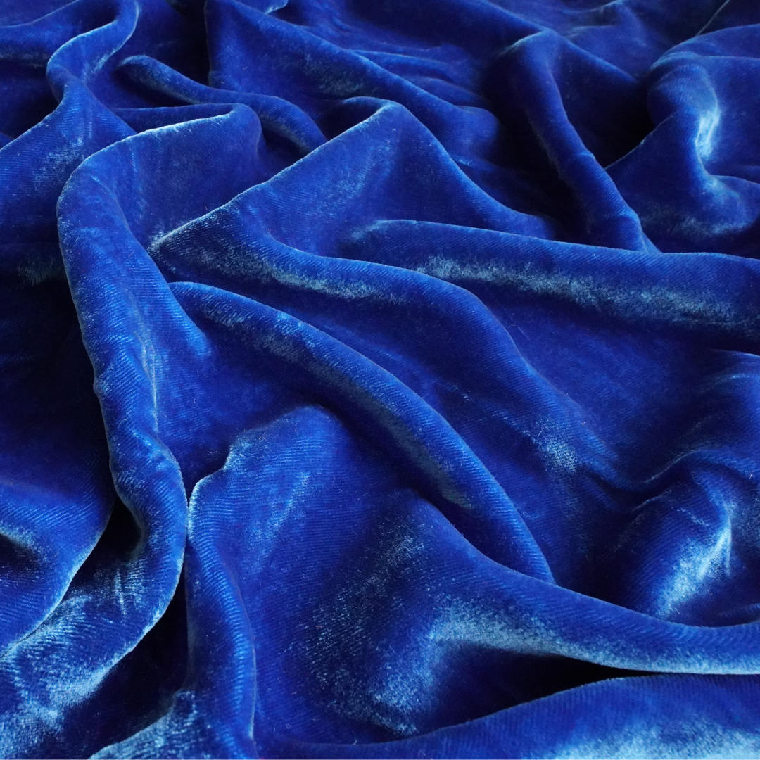 Silk Velvet by the yard in Azure Blue