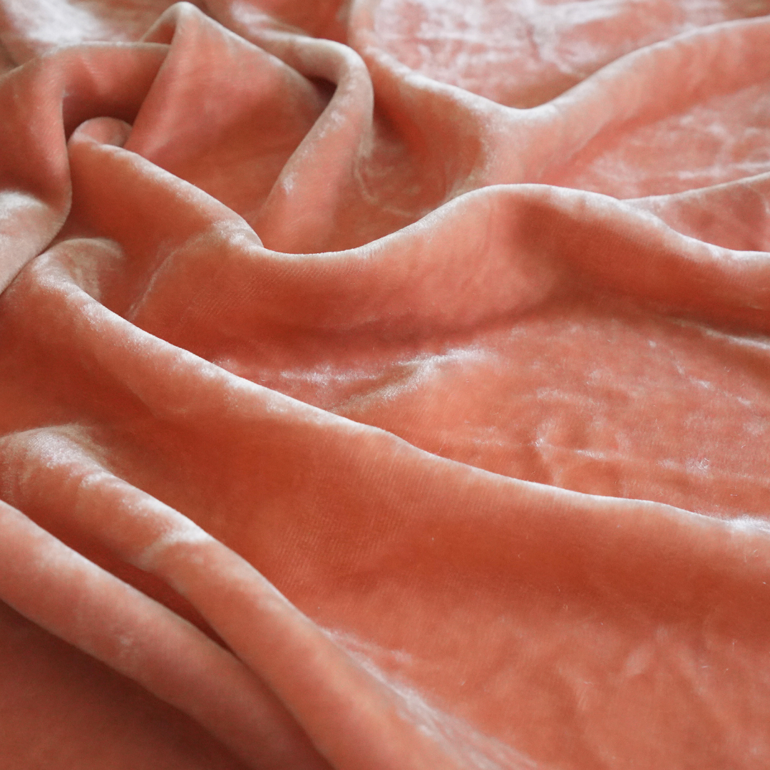 Silk Velvet by the yard in Salmon