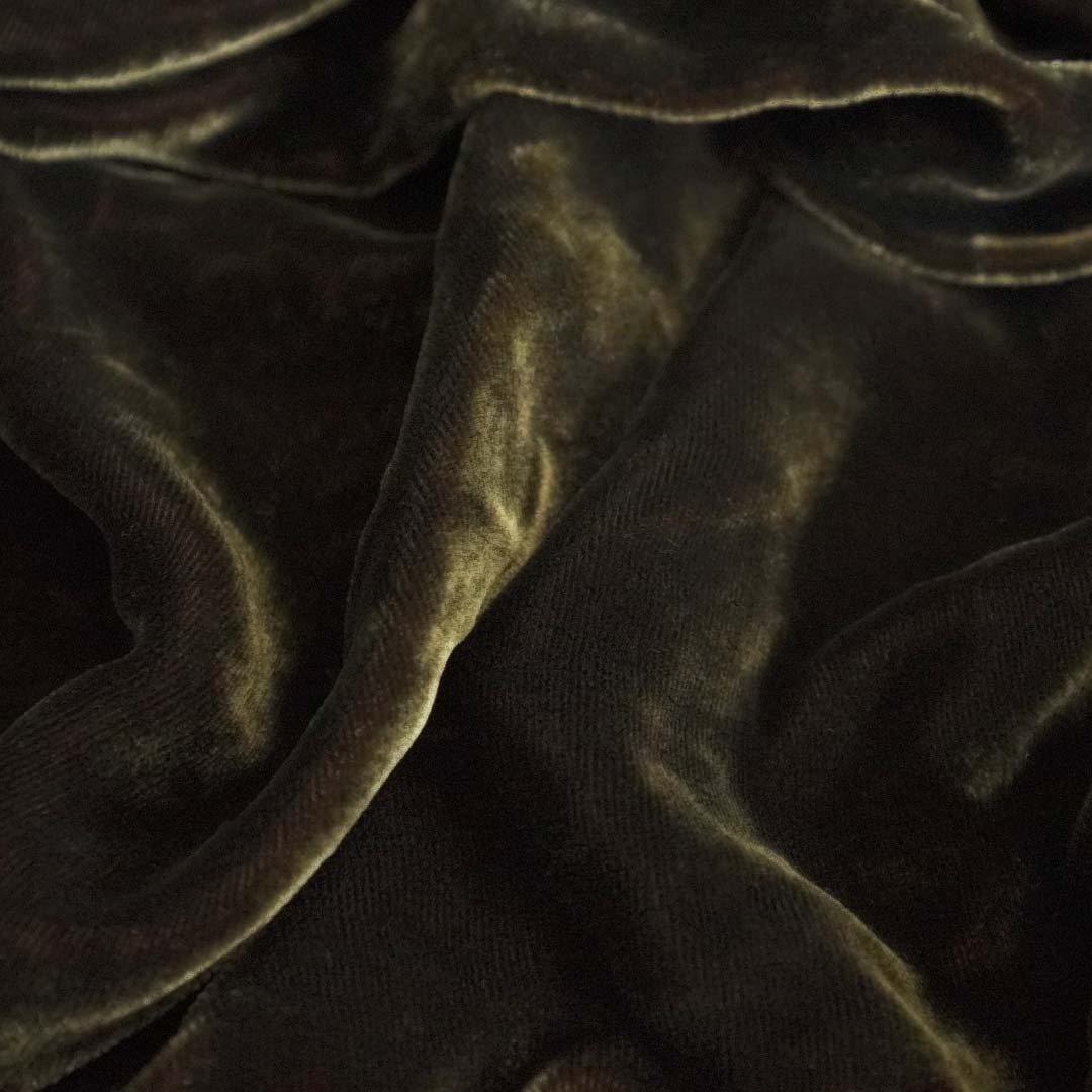 Silk Velvet by the yard in Dark Olive