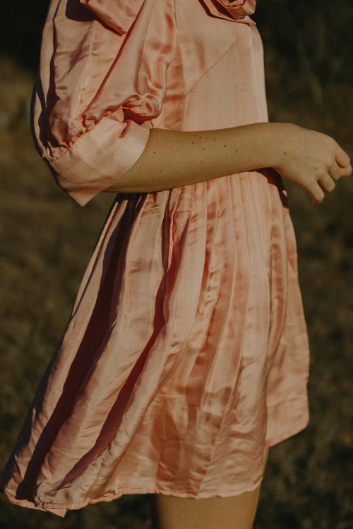 TAYLOR Short Sleeves Silk Dress