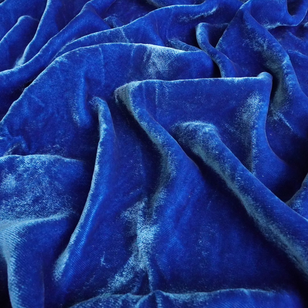 Silk Velvet by the yard in Azure Blue