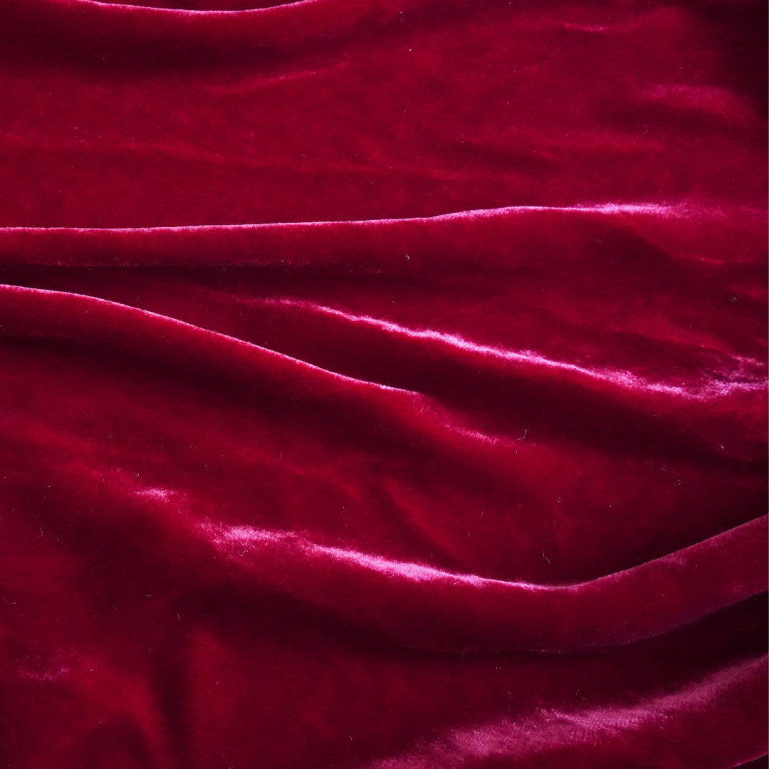 Silk Velvet by the yard in Burgundy