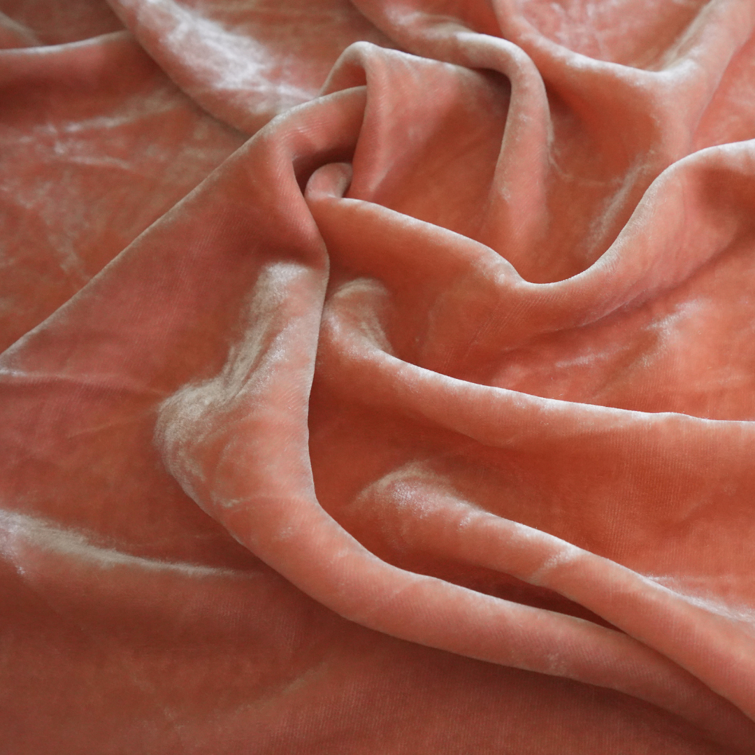 Silk Velvet by the yard in Salmon