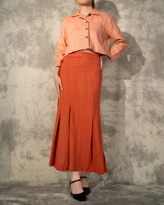 Long Sleeve Linen Shirts- Coral- Like New- Worn Once For Photoshoot