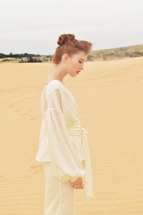 LINDA Long Sleeve Silk Wrap Top