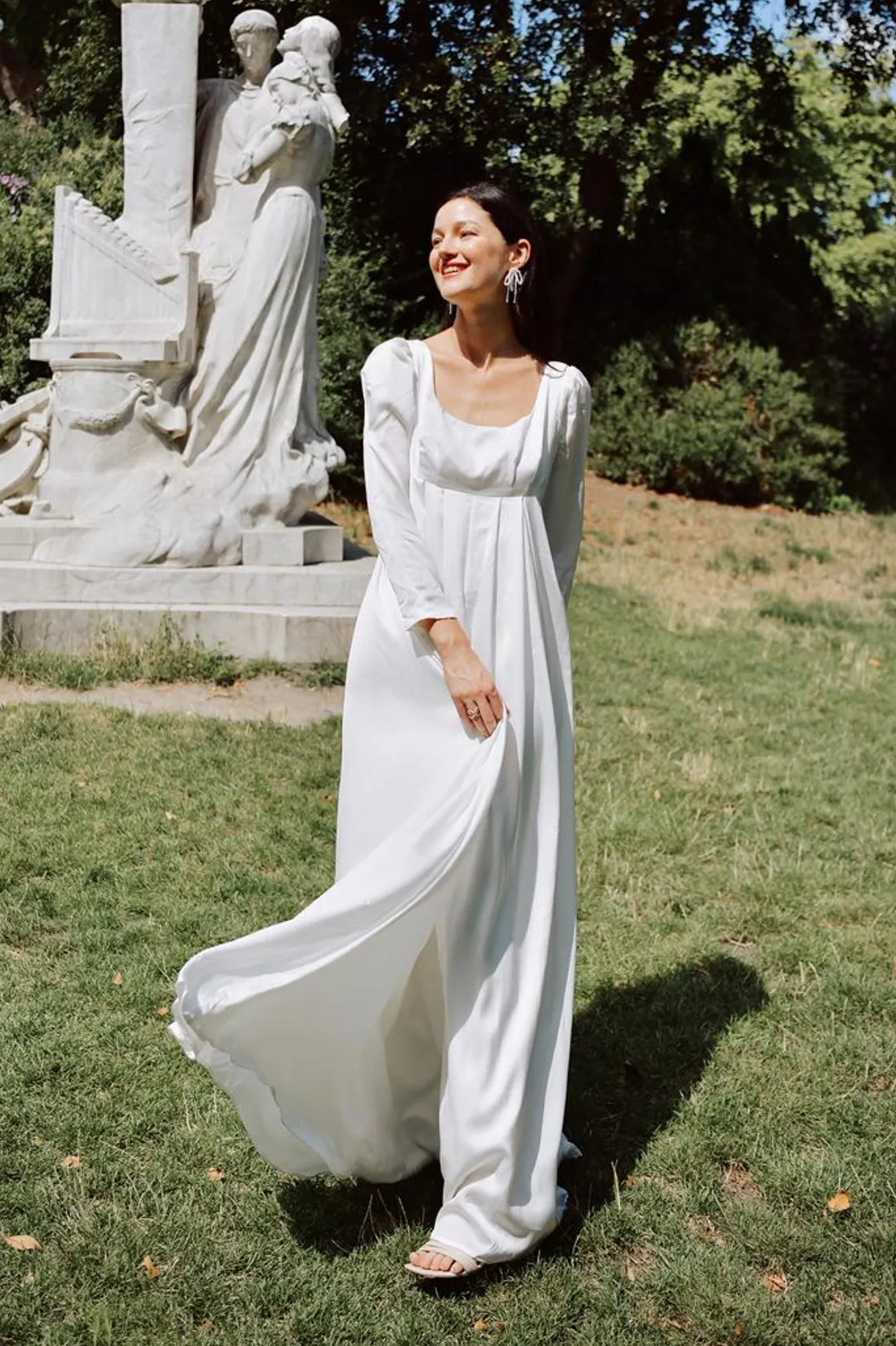 Lafayette Regency Silk Wedding Dress with Puffy Long Sleeves