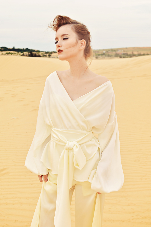 LINDA Long Sleeve Silk Wrap Top