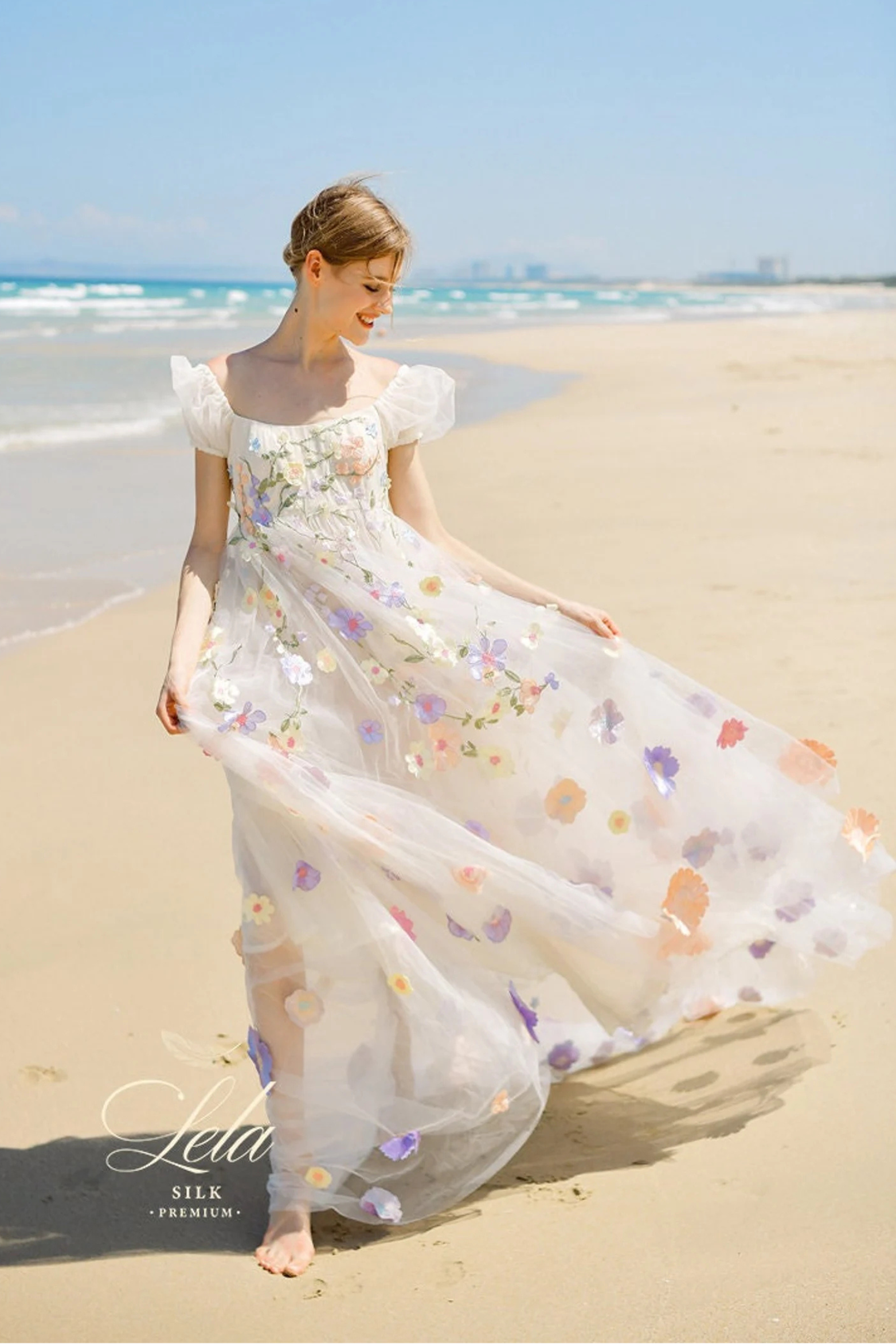 AMELIA Floral Regency Wedding Dress Lelasilk AMELIA Floral Regency Wedding Dress Lelasilk