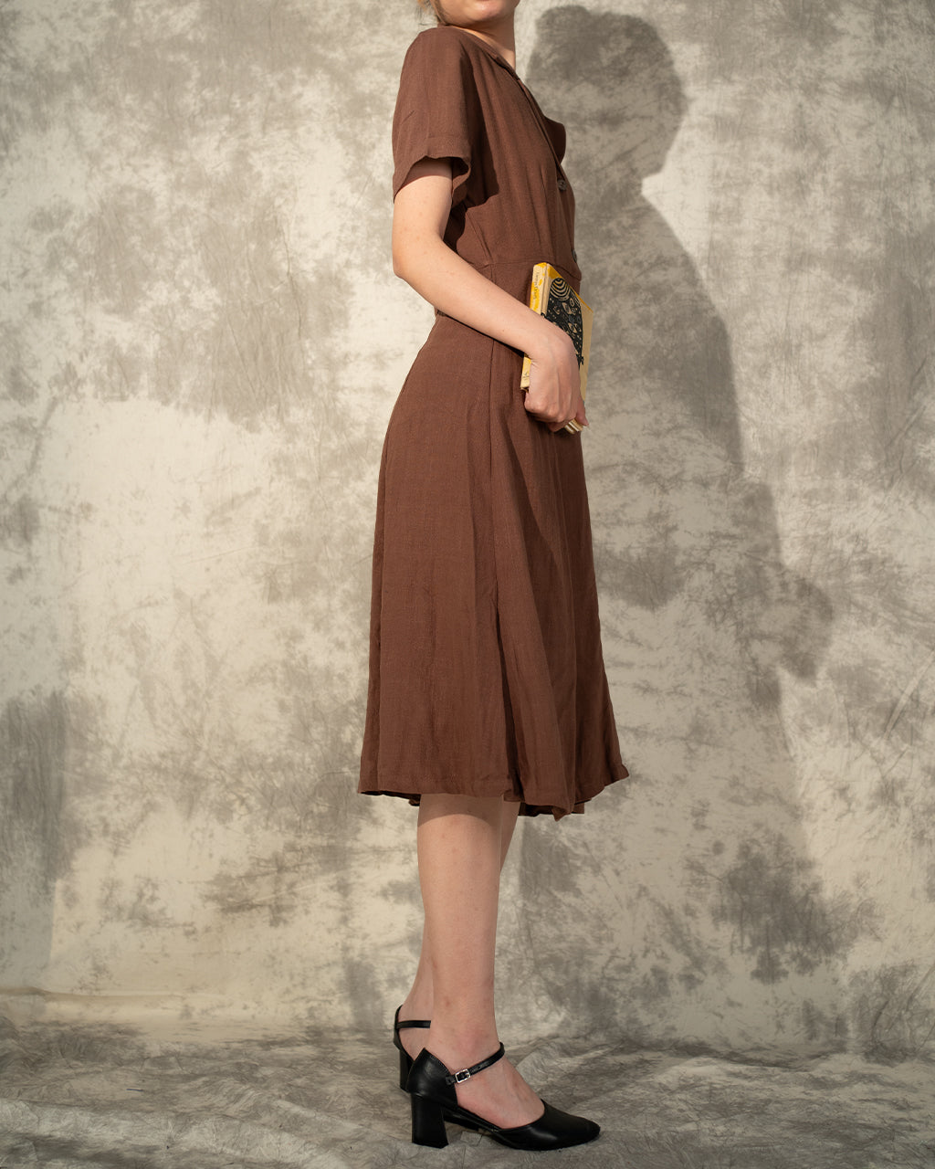 Short Sleeve Button Linen Dress- Cocoa- Like New- Worn Once For Photoshoot