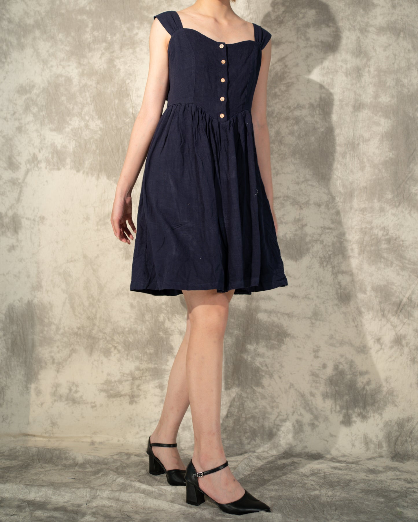 Linen Pinafore Dress- Dark Blue- Like New- Worn Once For Photoshoot