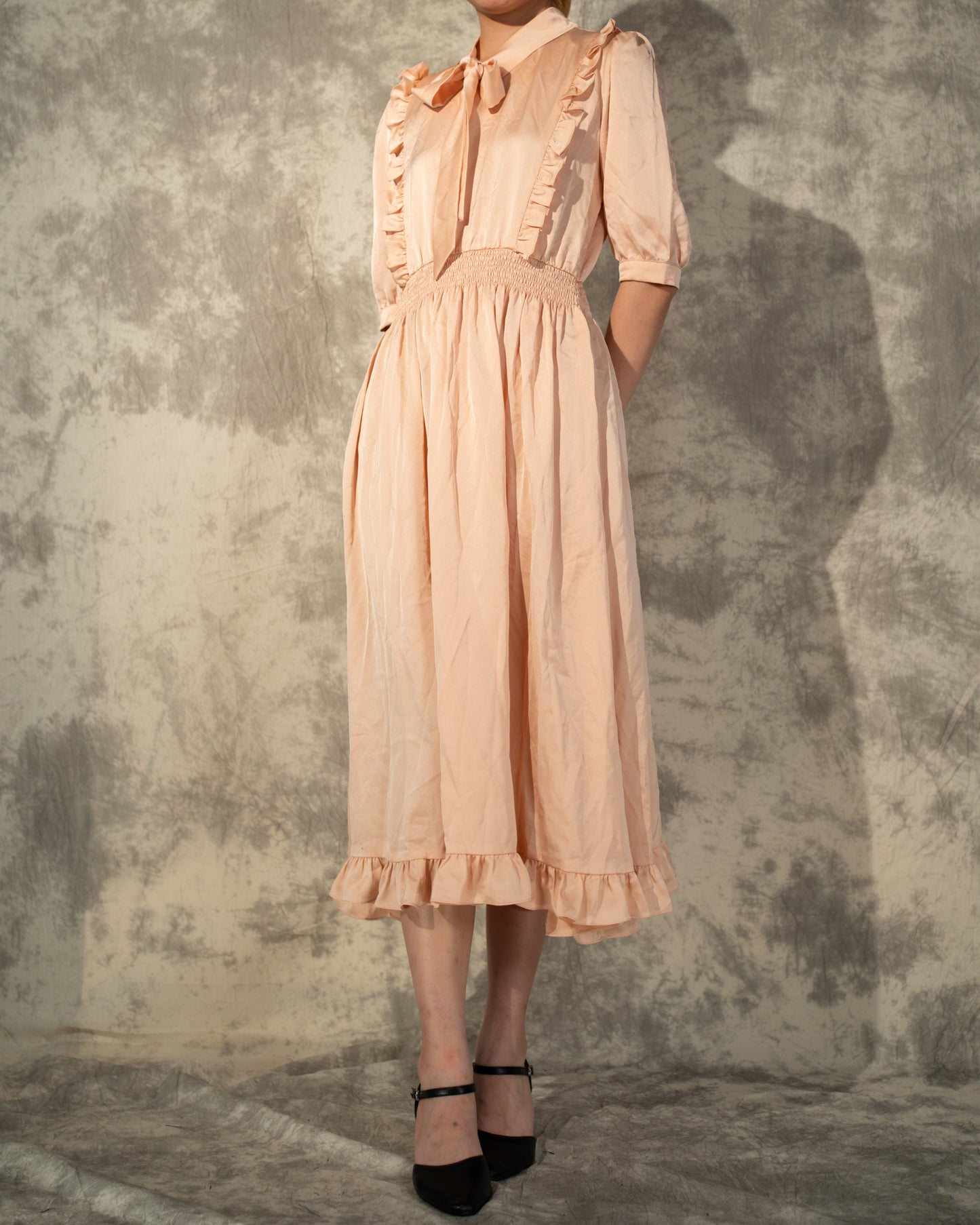 Midi Silk Dress- Peachy- Like New- Worn Once For Photoshoot
