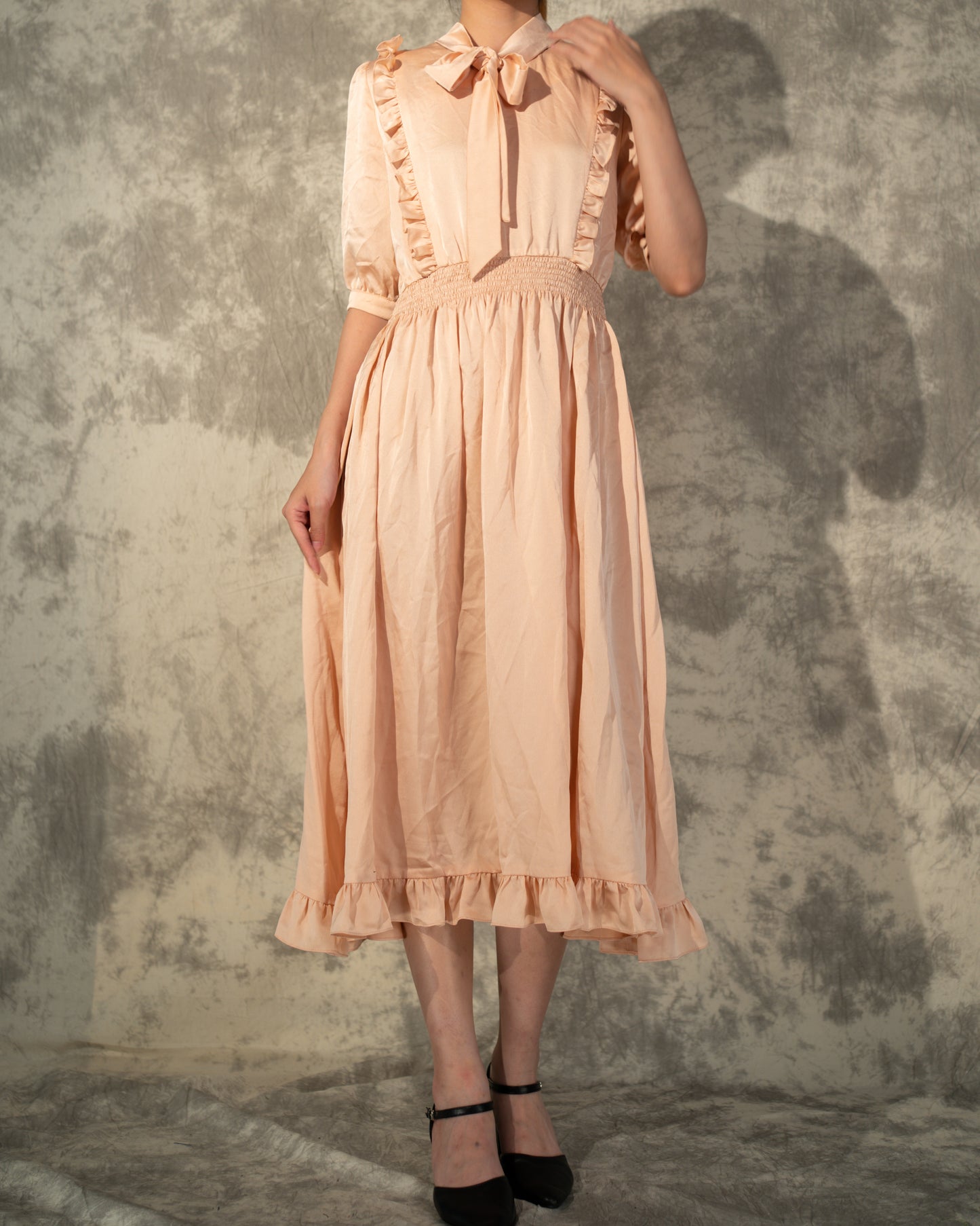 Midi Silk Dress- Peachy- Like New- Worn Once For Photoshoot
