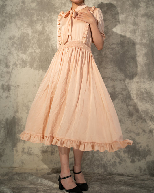 Midi Silk Dress- Peachy- Like New- Worn Once For Photoshoot